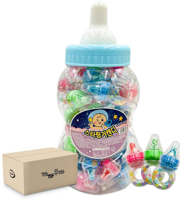 손가락에 끼워 먹는 젖병 모양 스타핑거 캔디 300g (5g x 60개) (1통) 저금통 모양 캔디, 360개, 5g