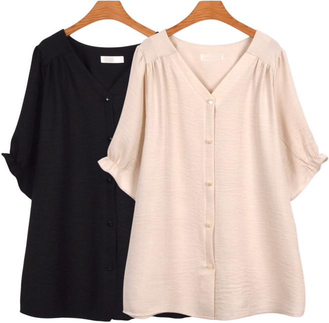 마마걸 베리V블라우스 빅사이즈여성의류 큰사이즈 88사이즈블라우스 여름블라우스 빅사이즈오피스룩 마담의류 50대여성의류 큰사이즈 반팔블라우스