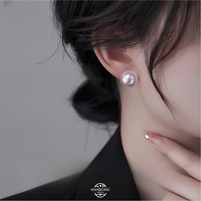 비비드칙 귀 안 뚫는 천연진주 925은침 데일리 귀걸이