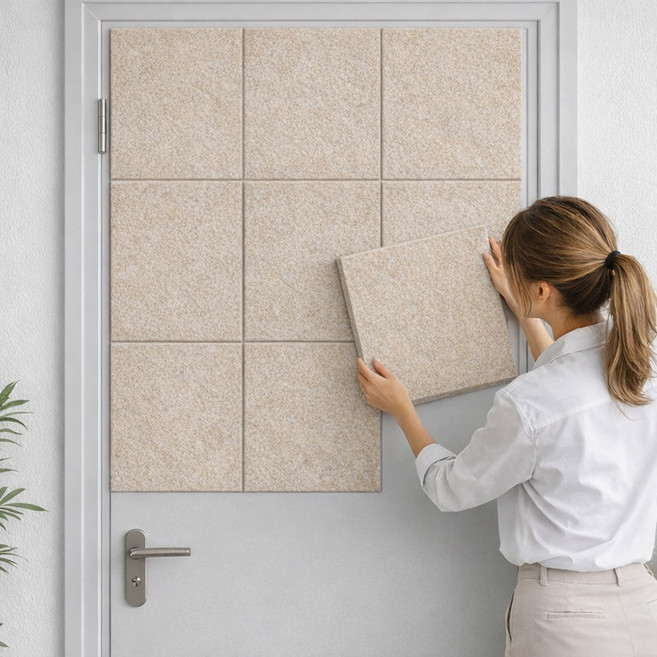 하루꿈 인테리어 방음판 접착식 방음재 흡음재 문소음방지 부착식 차음시트 벽지, 24개, 다크 베이지