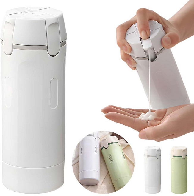 루베이 4in1 여행 리필 공병세트 접이 식펌프헤드 이중 밀폐 누수방지 일상/여행/출장, 1개, 흰색