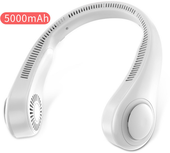 휴대용 미니 usb충전 핸디 목걸이 헤드셋 선풍기, 화이트