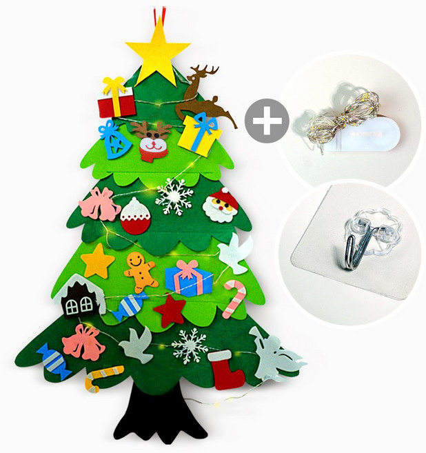 토이토 크리스마스 DIY 부직포 트리 펠트 벽트리 장식 올인원 세트, 트리A