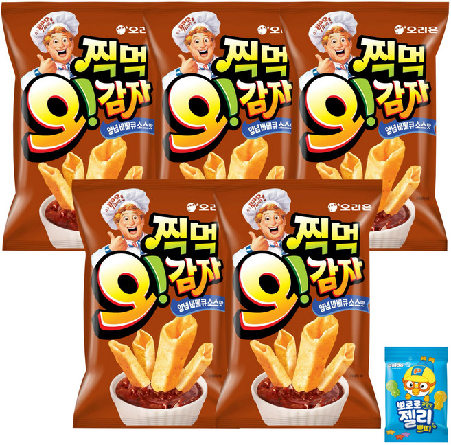 오리온 찍먹 오감자 양념바베큐소스맛(+뽀로로 쁘띠젤리 1개 증정), 136g, 5개