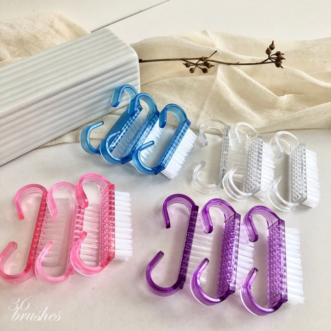 36 brushes 羊角造型指甲刷 美甲清潔工具 多色可選, 1個, NG大號(毛歪),紫色, 無