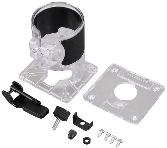 트리머 베이스 플라스틱 베이스 보드 전기 트리밍 기계 액세서리용 목공 엣지 커터, 1개, 블랙&amp;투명