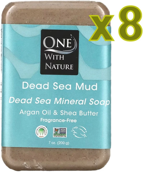 원위드네이쳐 사해 머드 비누 미네랄 솝바 무향, 200g, 8개입 - 쿠팡