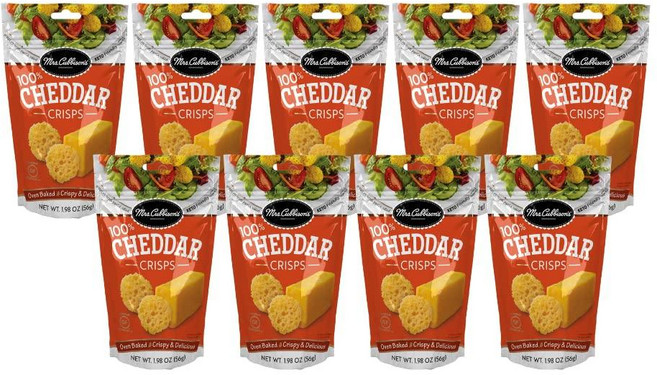 Mrs. Cubbison's 치즈 크리스프 - 100% 진짜 치즈 케토 친화적 간식 및 샐러드 토퍼에 적합 - 모든 시즈닝 맛 56.1g(2온스) (1팩), 1.98 Ounce (Pack of 9), 1.98 Ounce (Pack of 9), 56g, 1개