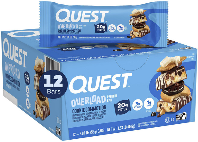 QUEST NUTRITION Overload 蛋白棒 餅乾口味 12入, 1個, 696g