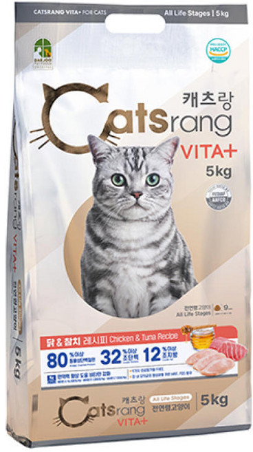 캐츠랑 전연령 비타플러스 건식사료, 닭+참치, 5kg, 1개