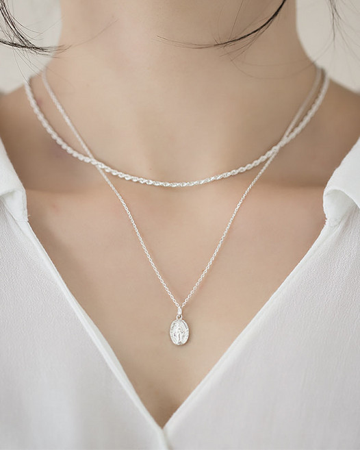 모두디자이너 실버925 세인트 기적의패 성모 마리아 코인 0.8 목걸이 03