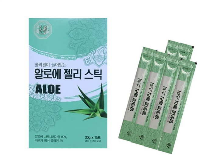 유기농알로에 젤리스틱 알로에젤리스틱 알로에생즙 ALOE 사포나리아 저분자피쉬콜라겐 먹는알로에 알로에수딩, 15포x1박스, 300g, 1개