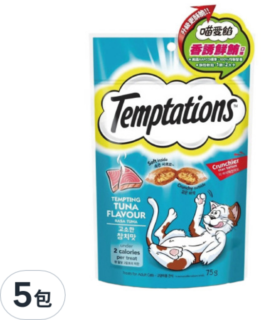 Temptations 喵愛餡 貓點心, 香誘鮮鮪口味, 75g, 5包