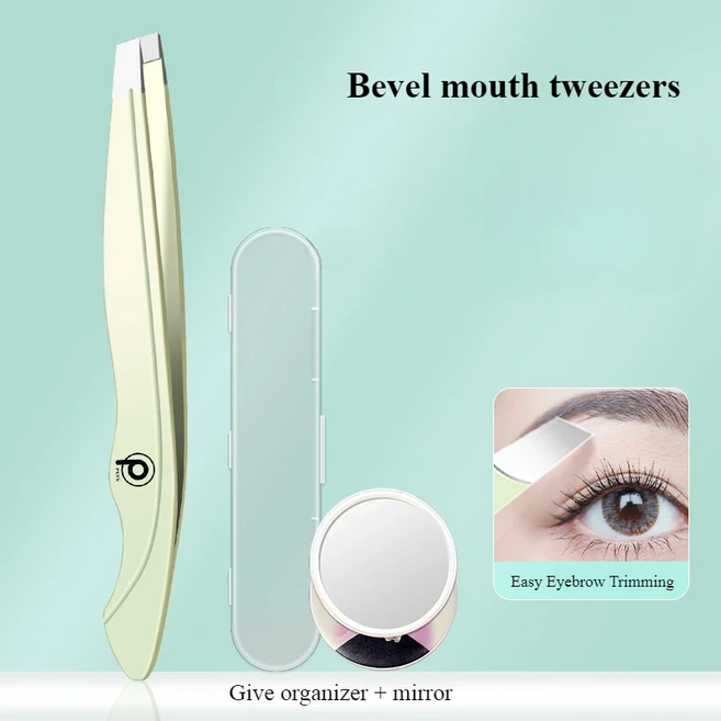 Cmgf 고정밀 눈썹 클립 작은 핀셋 눈썹 트리밍 수염 당기는 도구 스테인레스 스틸 가짜 속눈썹 클립 세트, 01 Bevel Mouth (1PC)