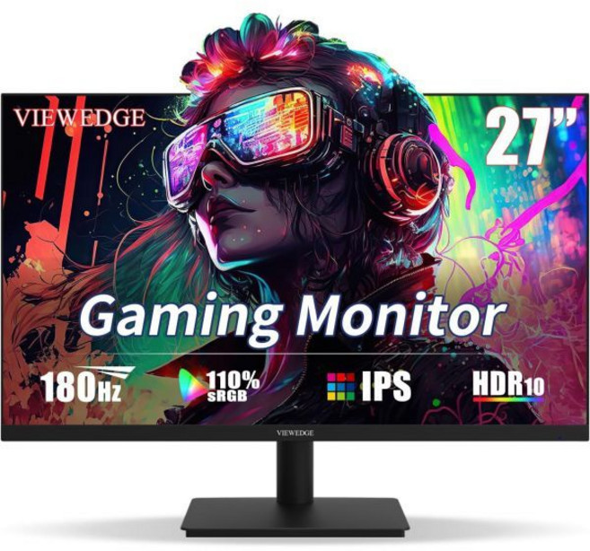 Viewedge 27인치 게이밍 모니터 180Hz (144Hz/165Hz 지원) 1ms 응답 속도 110% sRGB HDR 10 지원 | 1080p IPS 패널 DP/, 27 inch 180Hz, 1080p 180Hz