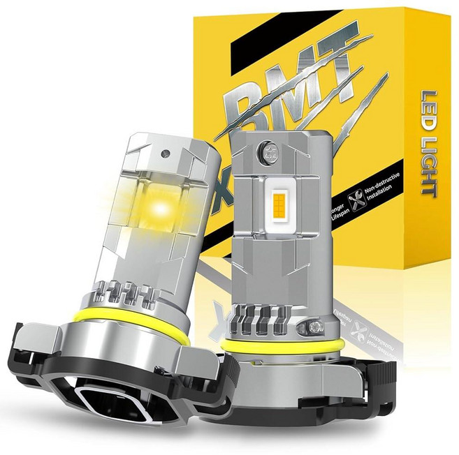 BMT xms 2504 PSX24W/H16EU 5202 안개등 - 400% 더 밝은 20000LM 6500K 화이트 라이트 - 1:1 미니 사이즈 2개 팩, 앰버