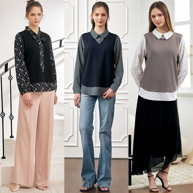 [에꼴드파리] 26SS 시크 레이어링 블라우스 3종