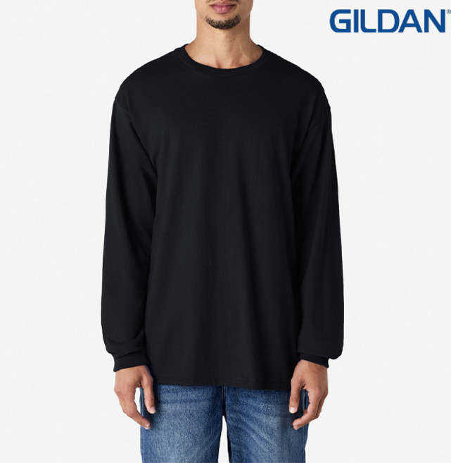 길단2400 오버핏 18수 무지 긴팔 라운드 티셔츠 블랙