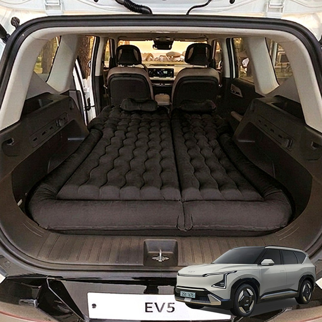 벤비아믹스 기아 EV5 에어매트 세트 베개 에어펌프 차박 캠핑 차크닉 차박용품00369, 블랙, EV5 SUV