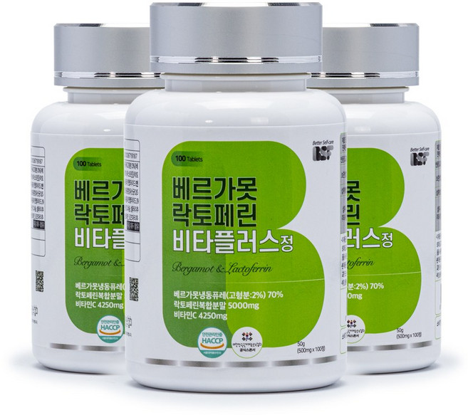 백세식품 BSF 베르가못 락토페린 비타플러스 500mg x 100알, 3개, 100정