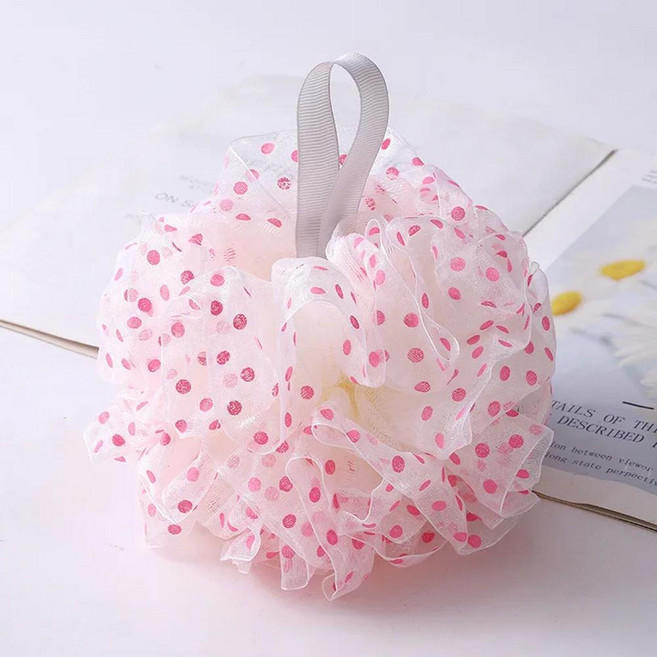 폴카 도트 목욕 공 귀여운 십대 하트 백 마찰 목욕 거품 공 마사지 각질 제거 클렌징 욕실 제품 신제품, 01 Pink, 1개