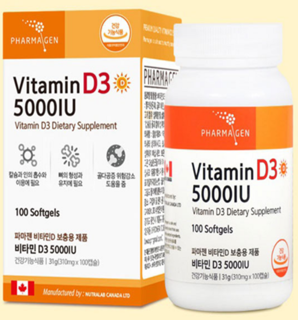 네추럴 비타민D3 5000IU 100캡슐, 1개