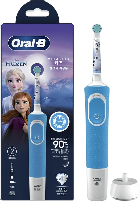 오랄비 바이탈리티 키즈 전동칫솔, D100K, 프로즌, 1개 - 쿠팡