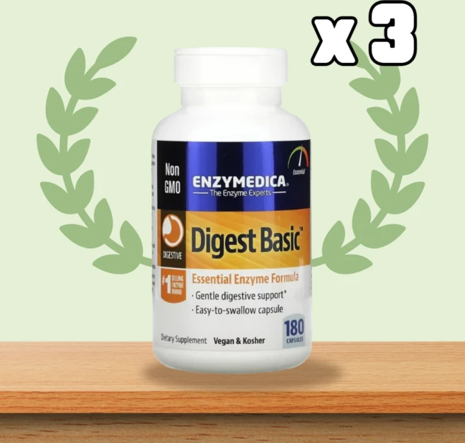 Enzymedica 엔자이메디카 다이제스트 베이직 소화 효소 180정 캡슐 3통 세트, 3개 - 쿠팡