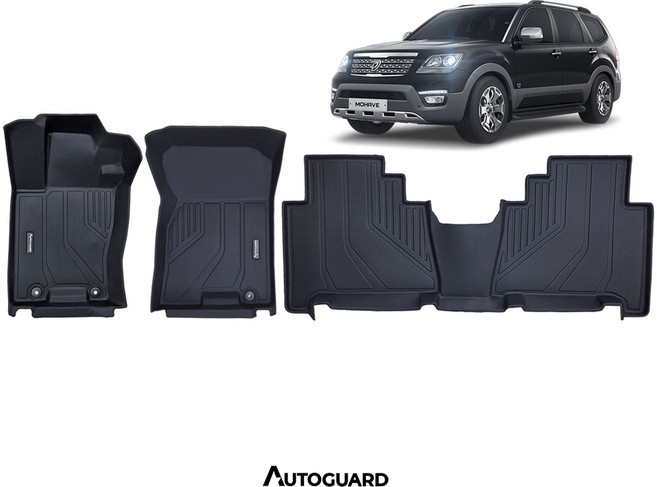 오토가드 모하비 TPE 매트 3D 고무 친환경 카매트, 블랙, 모하비 구형 2007.6~2019.9, 1+2열 5/7인공용