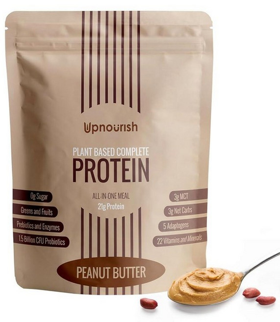 UpNourish 업너리쉬 올인원 식사 대용 식물성 프로틴 파우더 딸기 바나나맛 585g 159680, Peanut Butter 590296, 1개