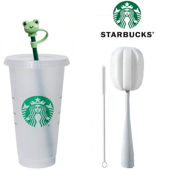 스타벅스 리유저블 콜드컵 710ml+빨대마개+빨대세척솔+텀블러세척솔 세트 시즌2, 청개구리컵세트, 1개