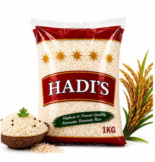 HADI'S White Sella India Basmati Rice 인도 바스마티 쌀 셀라, 프리미엄, 1개, 1kg