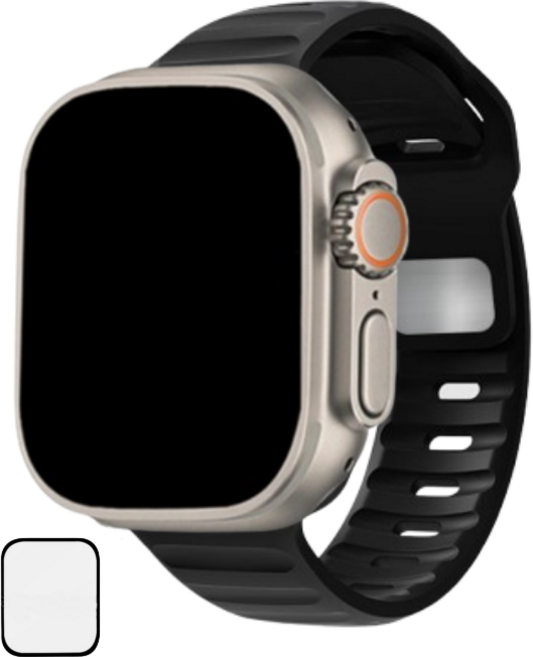 NUBASE 애플워치 호환 울트라 단추 실리콘 스트랩 스포츠밴드, 블랙, 1개