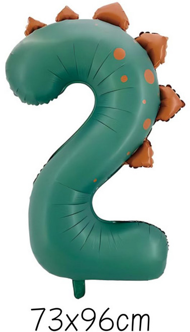 數字3恐龍造型鋁箔氣球 61x107cm, 深綠色數字2, 1個