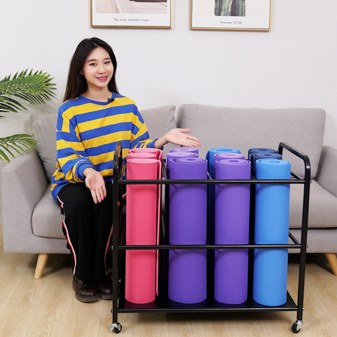 HAMMER 요가 매트 정리대 거치대 수납함 360도 회전 바퀴 요가용품 수납함 이동식 수납 스탠드 헬스장 운동, 1개