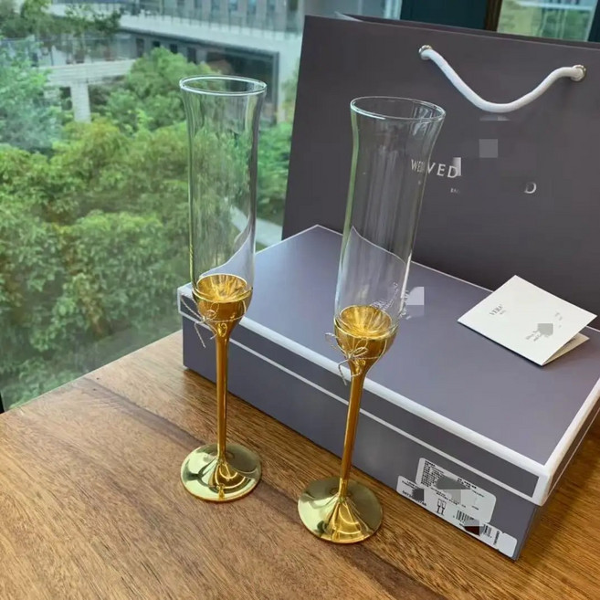 사랑의 매듭 샴페인 잔 레드 와인 페어링 칵테일 결혼 약혼 생일 선물로 적합, 1개, 2. Knot of  Gold