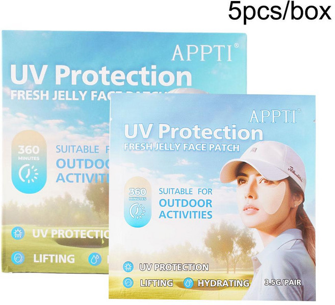 5쌍 UV 페이스 패치 골프 썬 프로텍션 여행을위한 라이징 통기성, 01 A