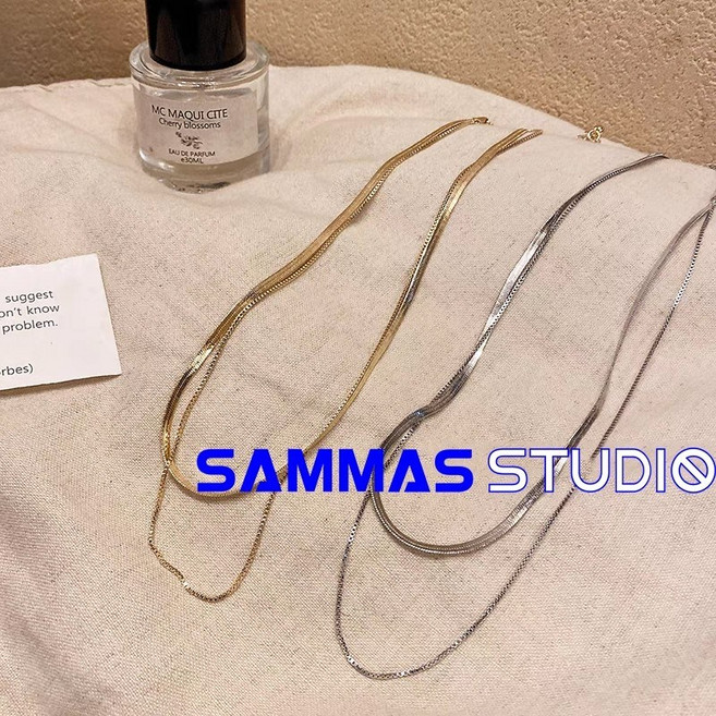 SAMMAS項錬 雙層蛇骨鏈 質感正品 女小眾設計感 鎖骨高級簡約甜酷飾品