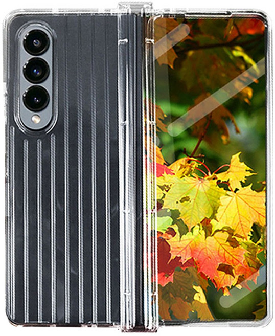 갤럭시 Z 폴드 5/4/3 힌지 보호 커버 캡 투명 하드 케이스 라인 패턴 지폴드 흰지 덮개 클리어 F946 F936