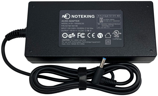 MSI MS-17F 노트북 어댑터 충전기 케이블 20V 9A 180W 호환, AD-NK18019B, 1개