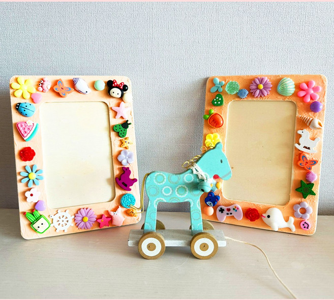 데코크림 비즈액자 (2인용) / 만들기키트 DIY 비즈놀이 꾸미기액자 공예놀이 미술활동 만들기수업 액자만들기, 1개, 핑크