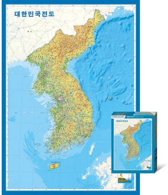 퍼즐갤러리 교육용 대한민국전도 지도 500피스 직소퍼즐액자 PG600, 퍼즐만, 1개