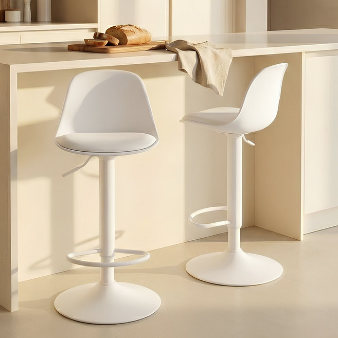 베스트렉 파우더코팅 심플 바의자 발걸이형 A121 2p, 화이트, 2개