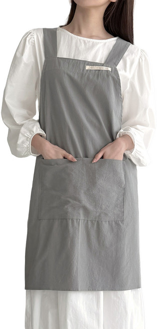 두리앤고 와이드스트랩 카페 원피스 앞치마 생활방수, 1개, 그레이
