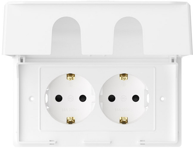 고네오 2구 방우형 가로형 클래식 콘센트 화이트, 1개