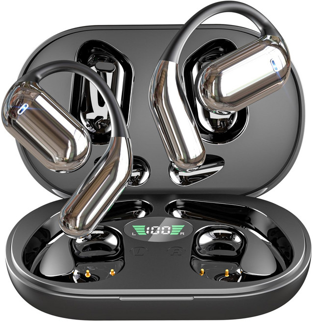 이어폰 5.4 이어폰 무선 이어폰 Sport Over Earphones 내장 마이크 이어폰 50H 재생 시간 이어폰 LED 디스플레이 충전 케이스 방수 디자인 달리기 피트니, Q16