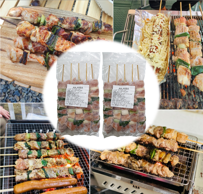 [캠핑용 수제 닭꼬치] 파닭꼬치 10꼬치(1.3kg) / 순살닭꼬치10꼬치(1.2kg) / 반반꼬치(순살5+파닭5) / 닭다리살 / 캠핑용 / 업소용 / 추가상품(소스), 1. 파닭꼬치 1.3kg [130gx10꼬치], 130g, 10개