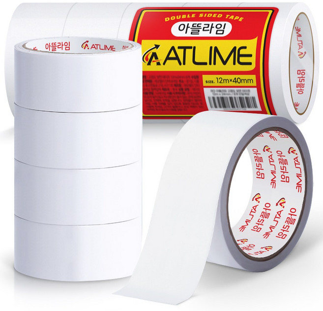 아뜰라임 자국없는 고점도 반투명 양면 테이프 12m x 40mm, 5개
