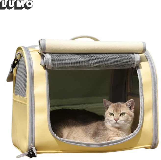 LUMO 애완동물가방 강아지가방백팩 통풍 다용도 사용 가능, 담황색, 1개