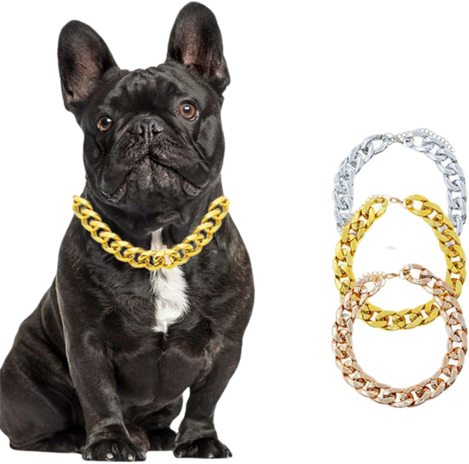 강아지 써지컬체인목걸이 반려동물 가볍고예쁜 강아지목걸이체인, 골드, 1개